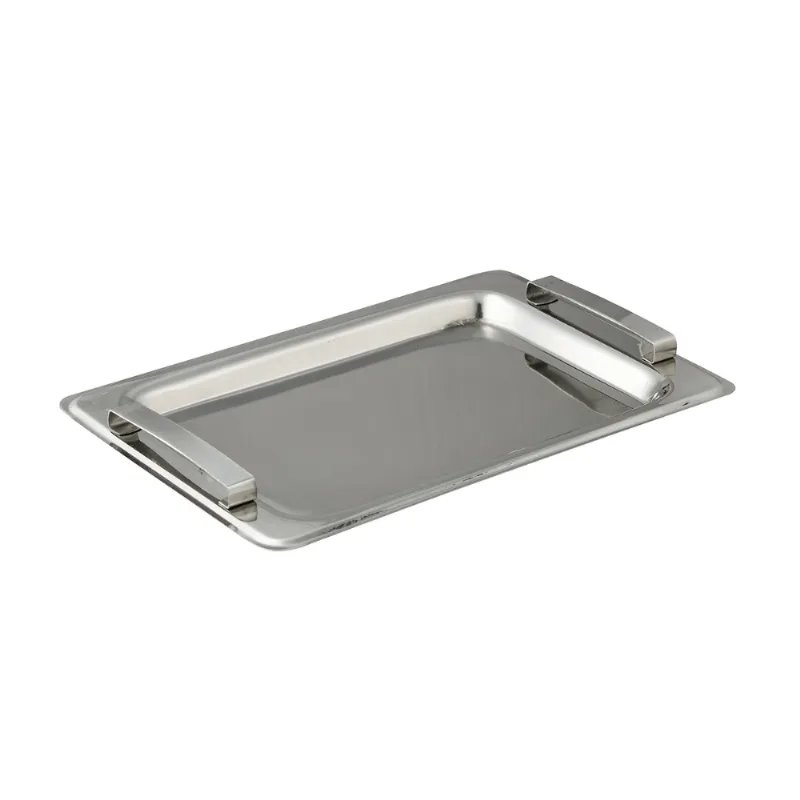 Bandeja Retangular Para Servir Com Alça Aço Inox 36cm Tiklar