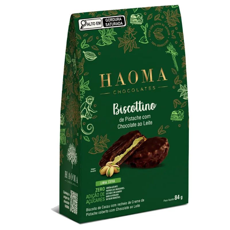 Biscottino de Pistache com Chocolate ao Leite Haoma 84g - Haoma