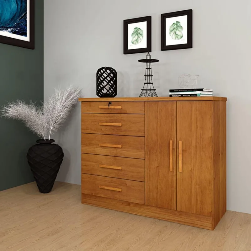 Cômoda Para Quarto 2 Portas 5 Gavetas - Istambul-cinamomo - Tcil Móveis - Tcil Móveis