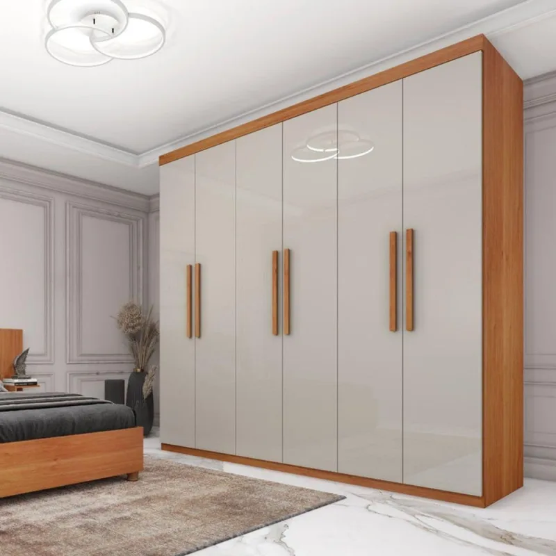 Guarda Roupa Casal 6 Portas 4 Gavetas - Suécia-cinamomo-off White - Tcil Móveis - Tcil Móveis