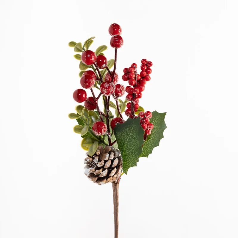 Kit 12 Ramo Artificial Frutas Vermelhas Decoração Natal 28cm