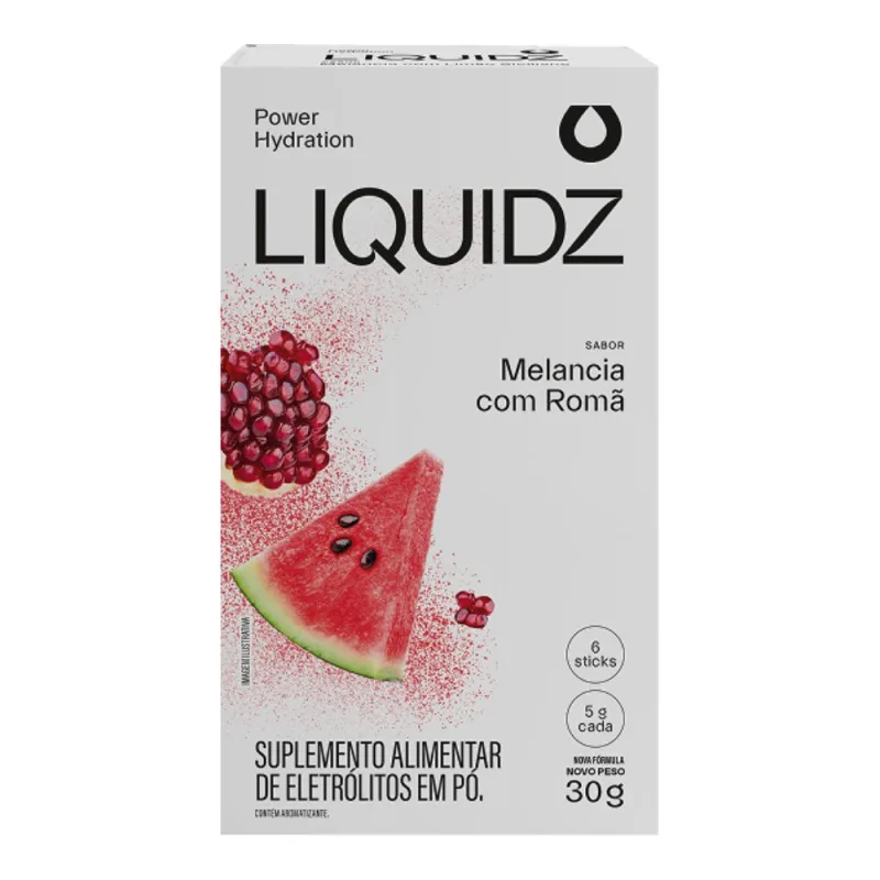 Suplemento Alimentar em Pó sabor Melancia com Romã 6 Sachês de 5g cada - LIQUIDZ