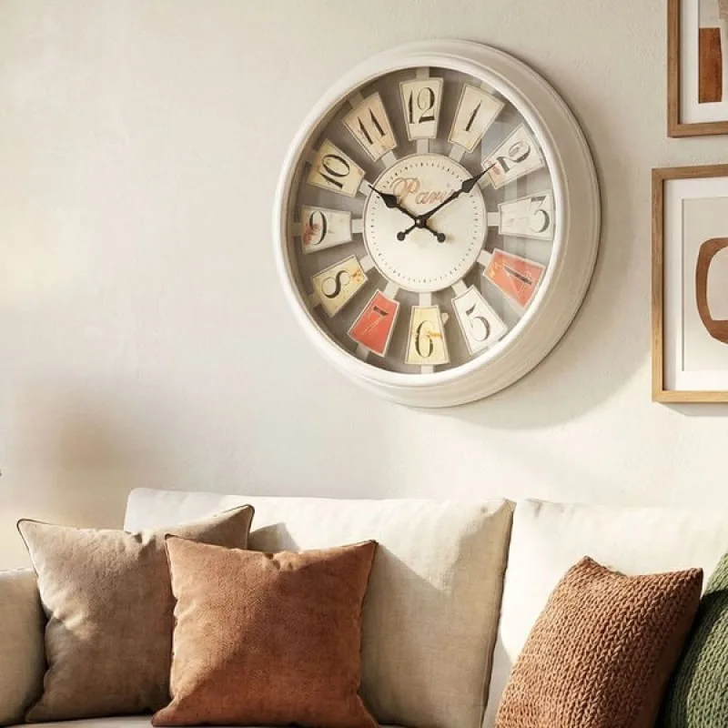 Relógio De Parede Vazado Branco Decoração Paris Rustico 40cm - Genérico
