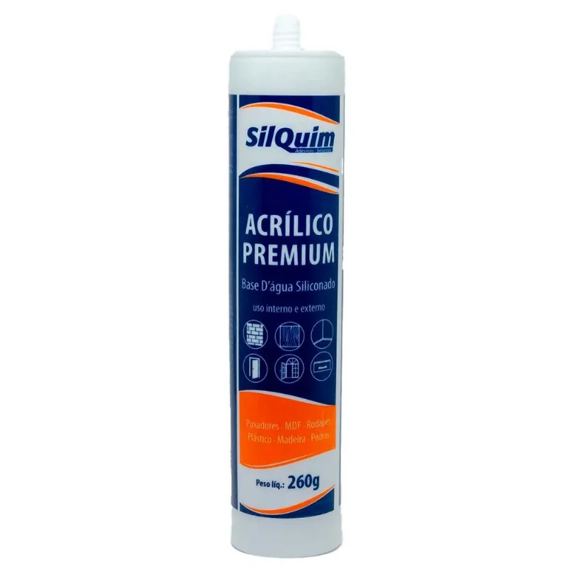 Selante Acrílico Base Água Siliconado Premium Silquim Branco 260g
