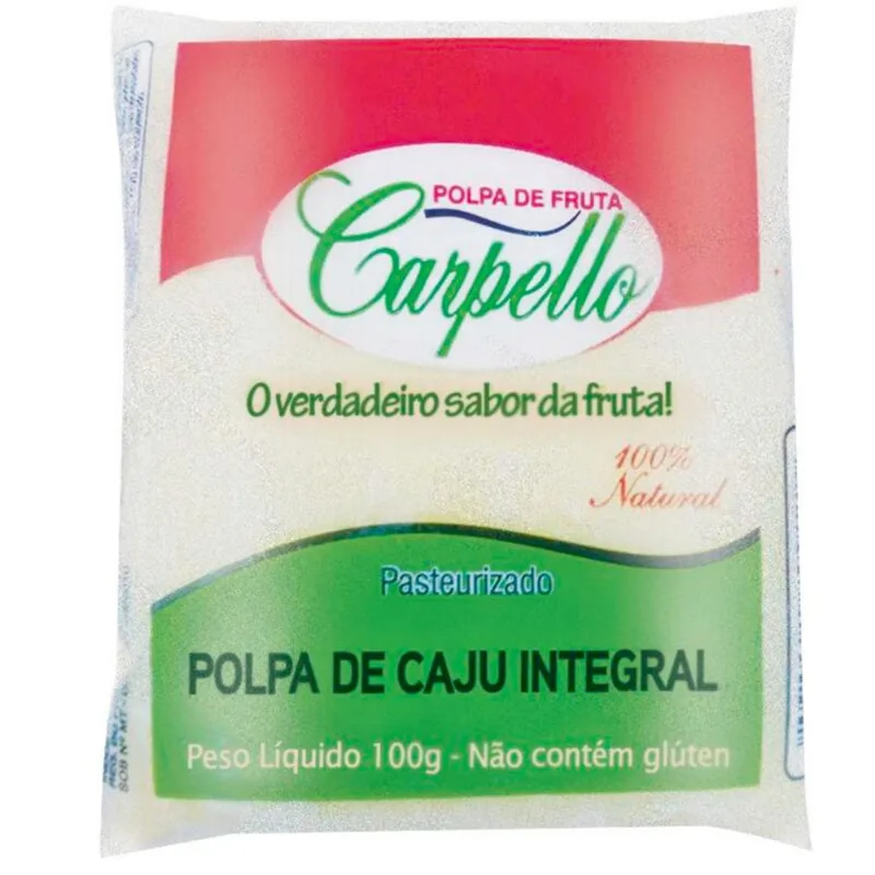 Polpa de Fruta Carpello Congelada Caju 100g
