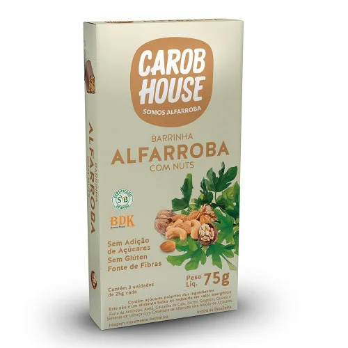 Alfarroba Com Nuts 3 Unidades 75g Carob House - CAROB HOUSE