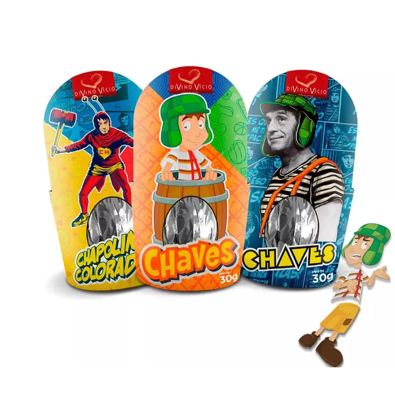Ovo de Páscoa Divino Vício Cartela Chaves + Brinde Chocolate 30g