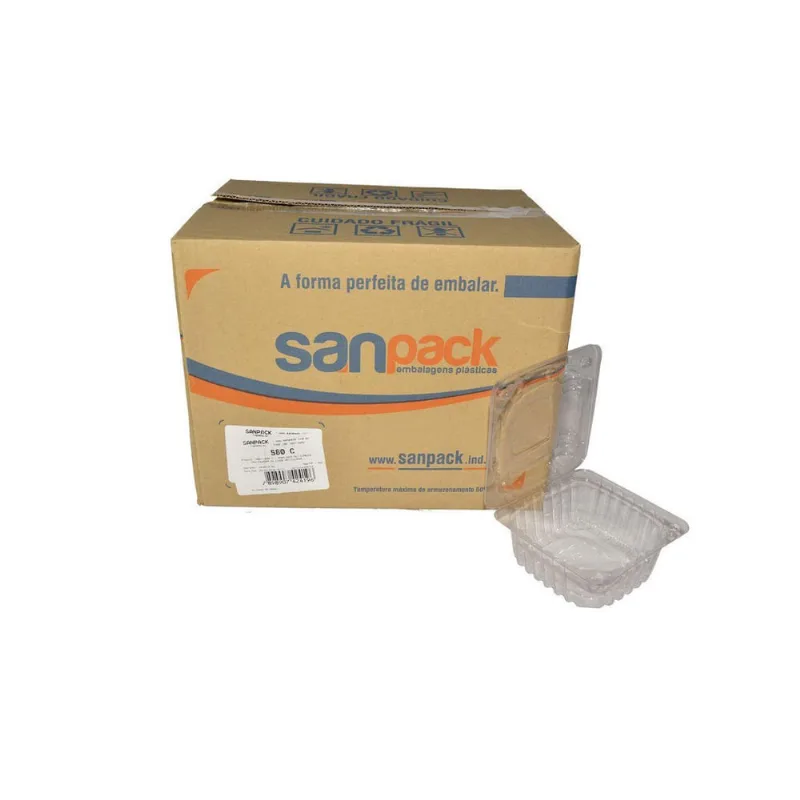200 Embalagem Cumbuca Quadrada Articulada Sanpack S-80C (1Cx