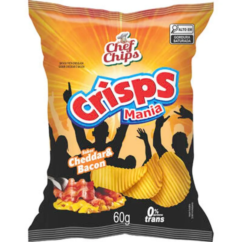 Salgadinho Batata Crisps Mania Cheddar e Bacon 60g