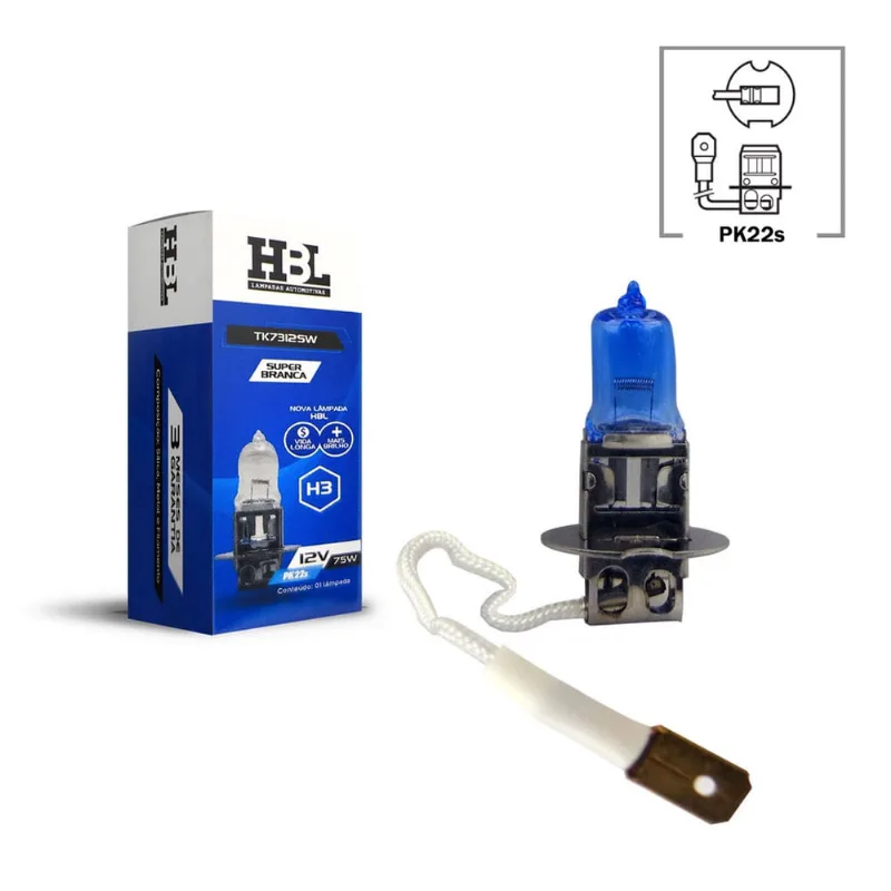 Lampada Farol H3 12v 75w Bi-iodo Cool Blue Super Branca Hbl