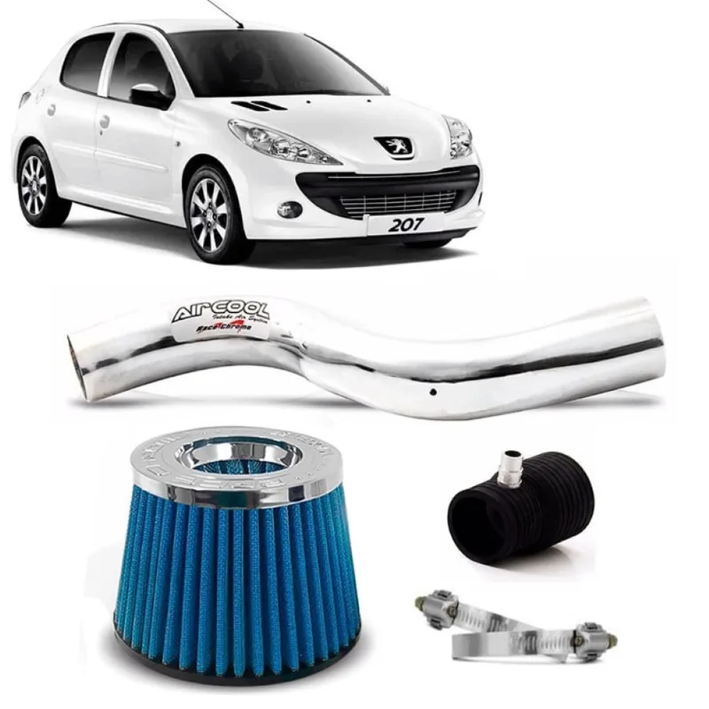 Filtro Ar Esportivo Racechrome Intake Duplo Fluxo Azul Peugeot 207 1.4 8V 09 +