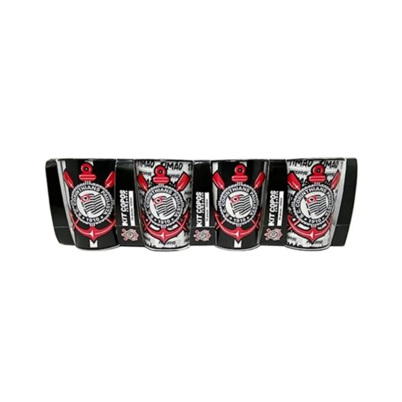 Kit Com 4 Copos de Plástico Corinthians 450ml Oficial