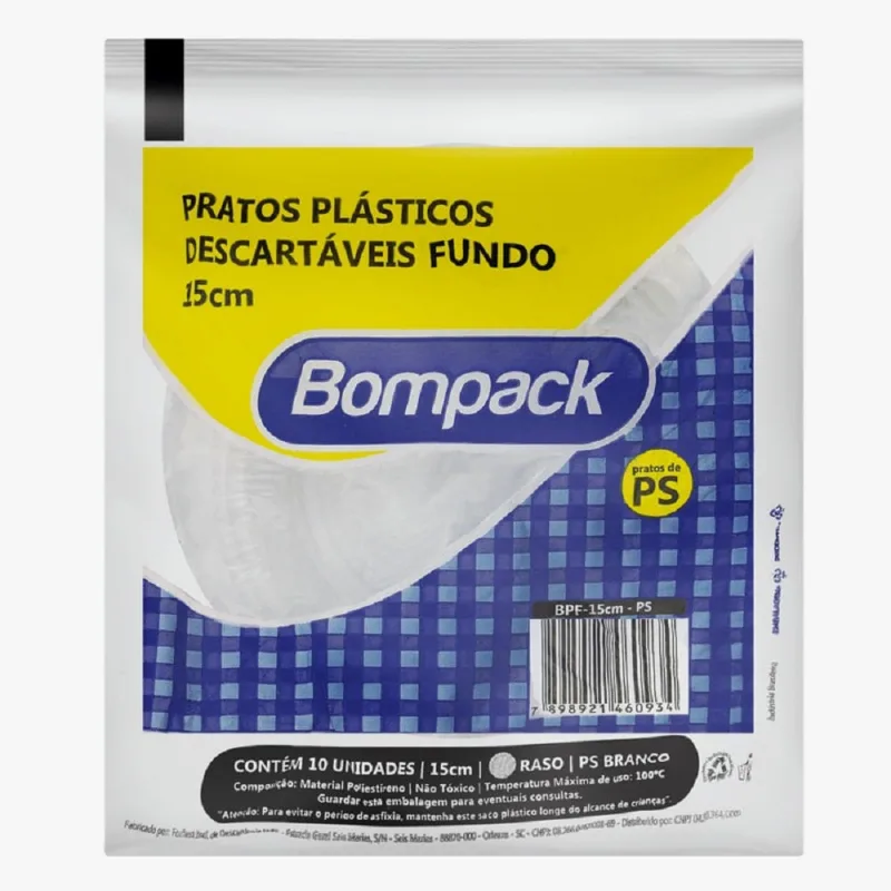 Prato Descartável Bompack 15cm C/10