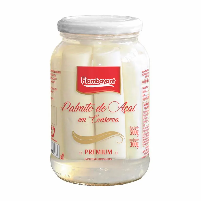 Palmito Flamboyant Açaí Premium Inteiro Vidro 300g