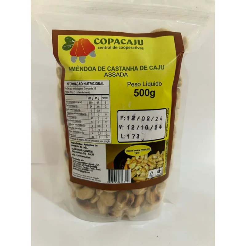 Castanha de Caju Assada Copacaju Pacote 500g