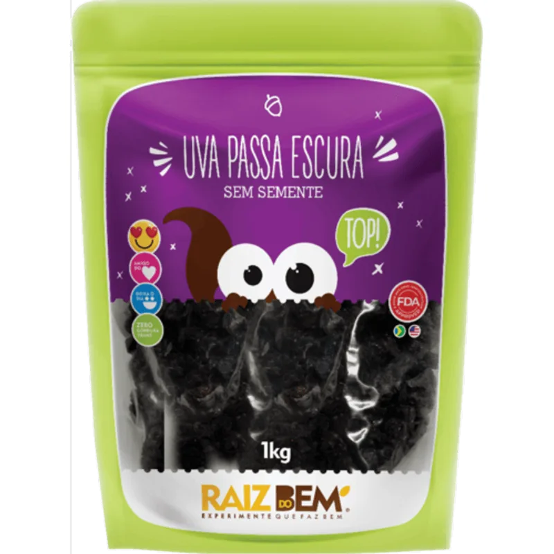 Uva Passa Escura Sem Semente Raiz do Bem Pacote 1kg