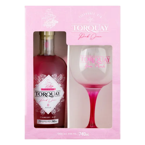 KIT TAÇA + GIN PINK STRAWBERRY MINT TORQUAY 740ML - TORQUAY - Bebidas Alcoólicas