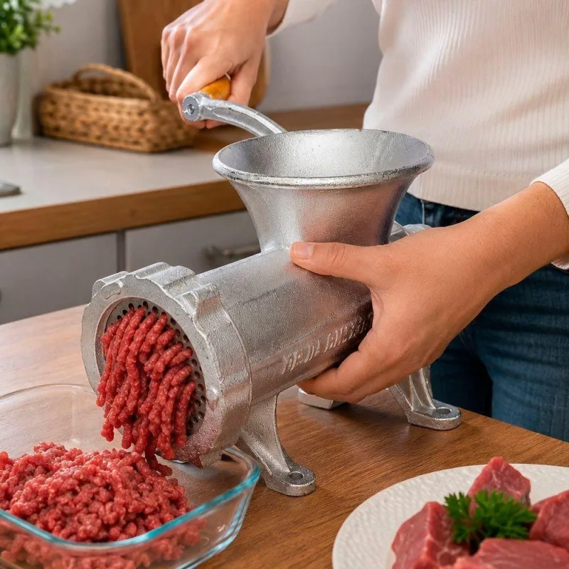 Moedor de Carne Manual N 22 Picador Profissional Ferro Fundido Manivela Prata - OUTRAS - Agro