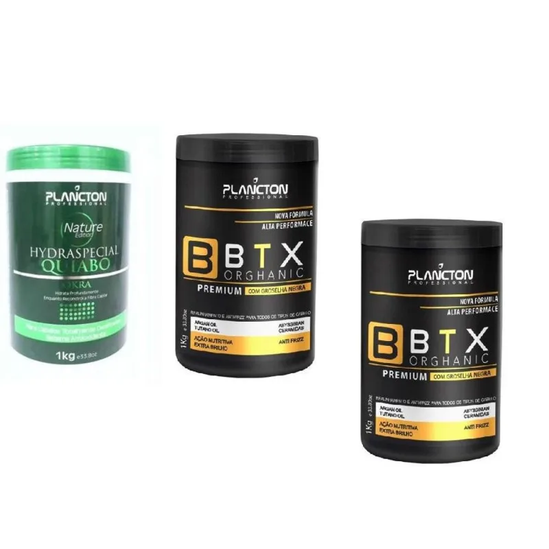 Kit 2 Botox Plancton Groselha Negra + Mascara Quiabo 1 Kilo