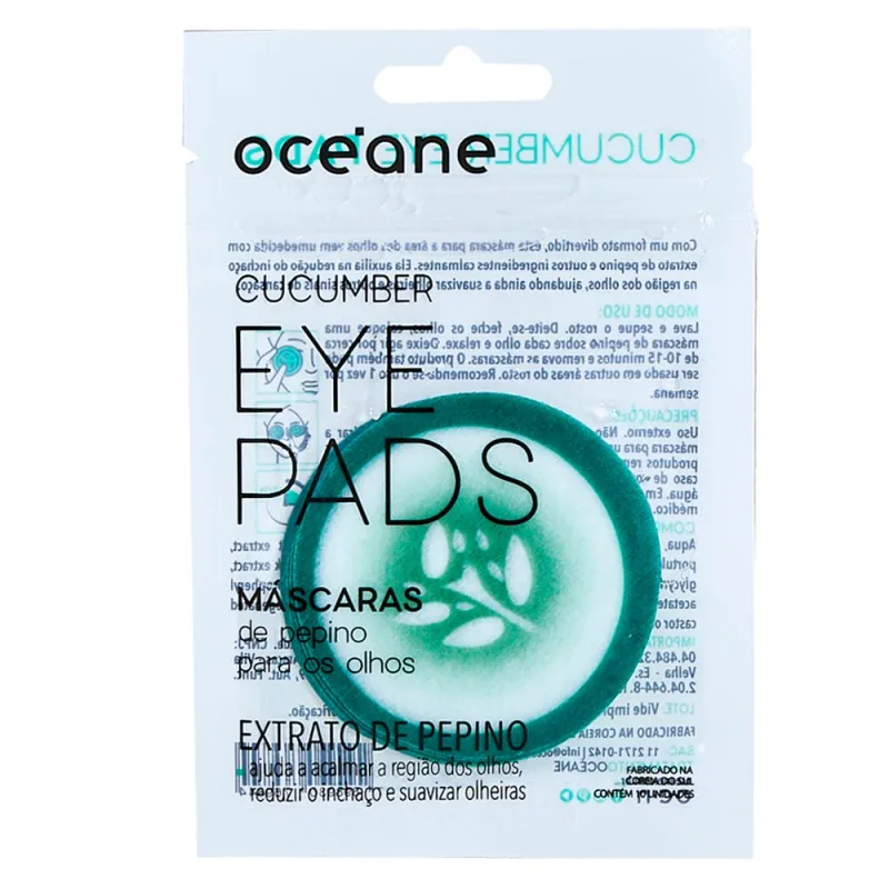 Máscara de Pepino para os Olhos Océane 10 Unidades - Oceane - Máscara Facial