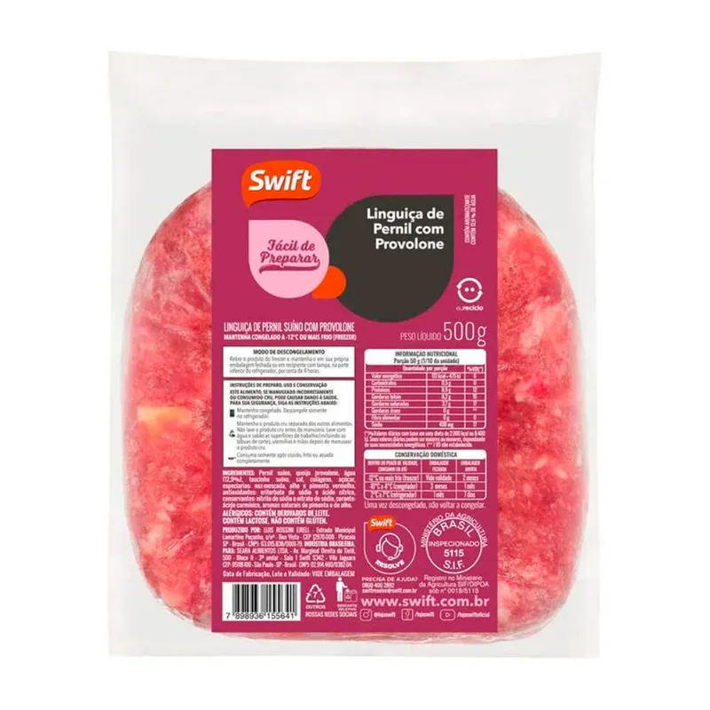 Linguiça de Pernil Swift com Provolone Congelada 500g