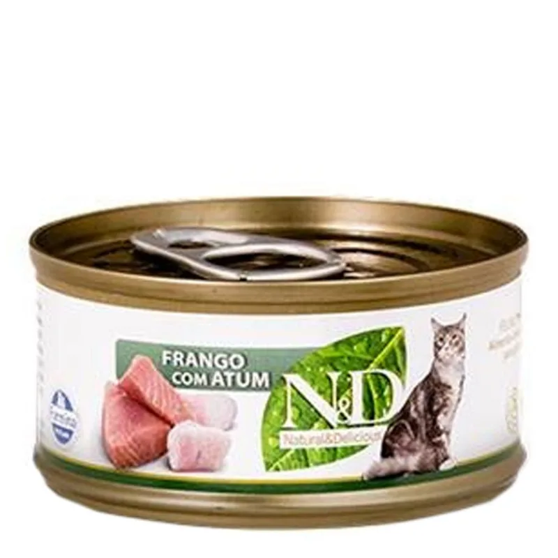 Ração Farmina N&D Úmida Frango com Atum Lata 70g
