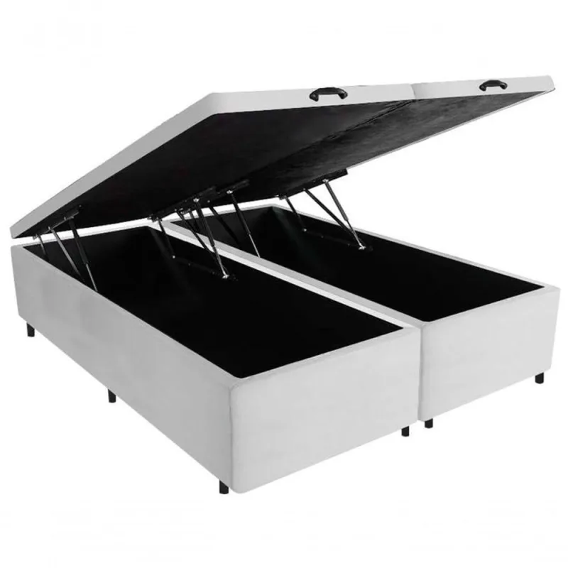 Cama Box com Baú Casal Bipartido com Espaço Interno e Transporte Facilitado Branco - branco - Colchões