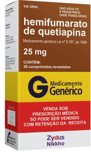 Hemifumarato De Quetiapina 25mg Cx 30 Comp Rev - Farmácia