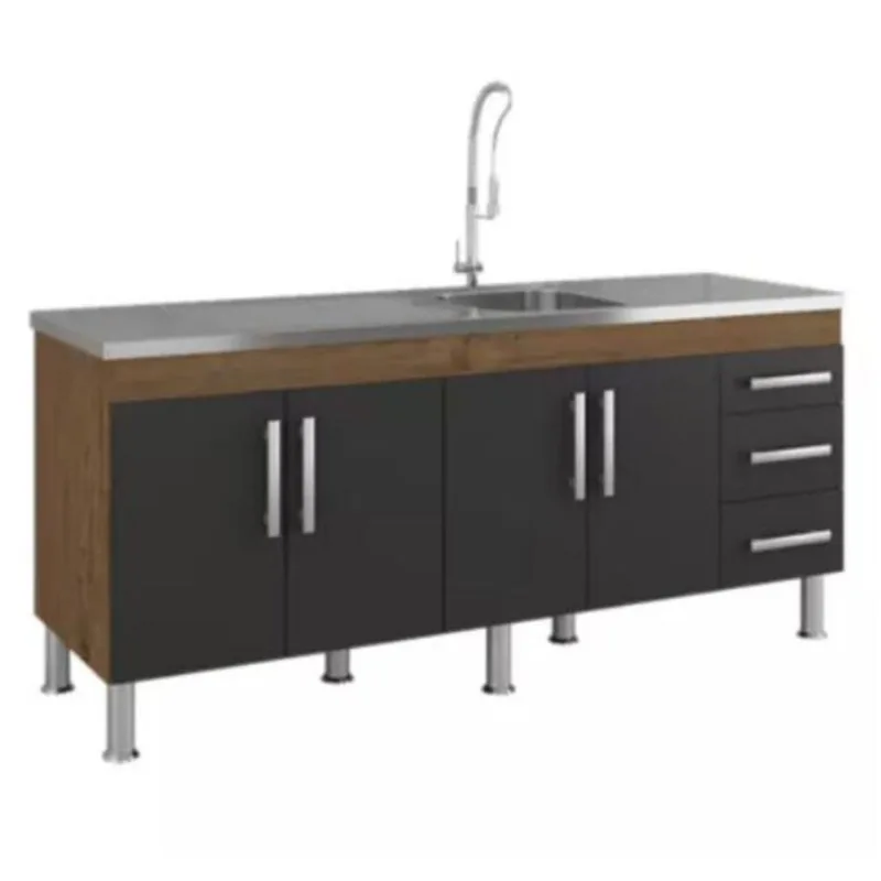 Gabinete para Cozinha Flex 174x80x52cm MDF MGM Móveis Gabinete para Cozinha Flex 174x80x52cm MDF Amendoa/Titanium