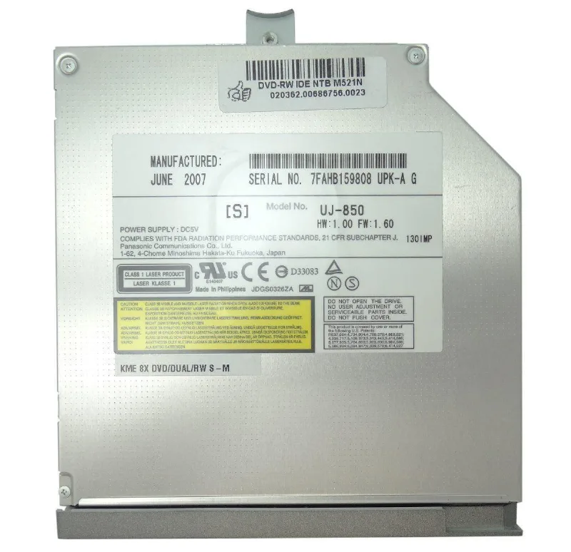 Notebook Gravador De Cd/dvd Ide Uj-850