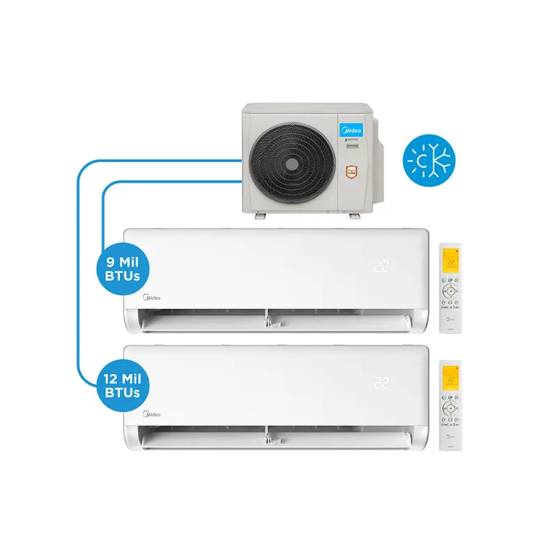 Ar Condicionado Multi Split HW Inverter 2 Ambientes Q/F Midea 38MBMBA18M5x42EZMSA09M5x42EZMSA12M5 - 220v
