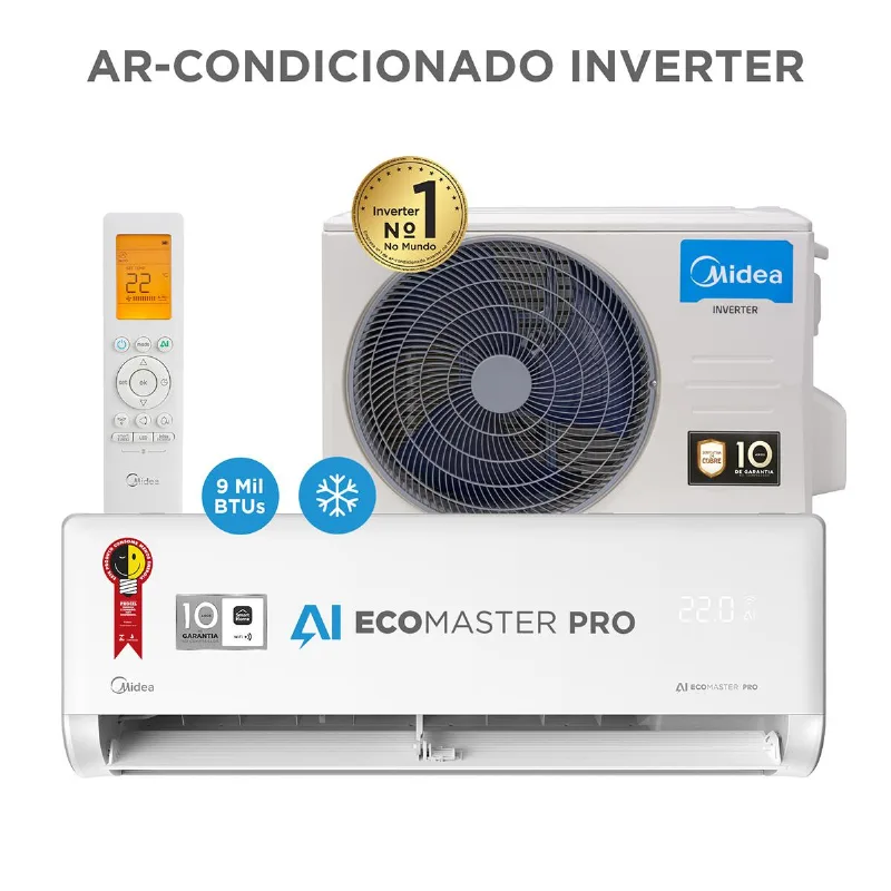 Ar Condicionado 9000 Btus Split Hi Wall Inverter Midea Frio Ai Ecomaster Pro 220v