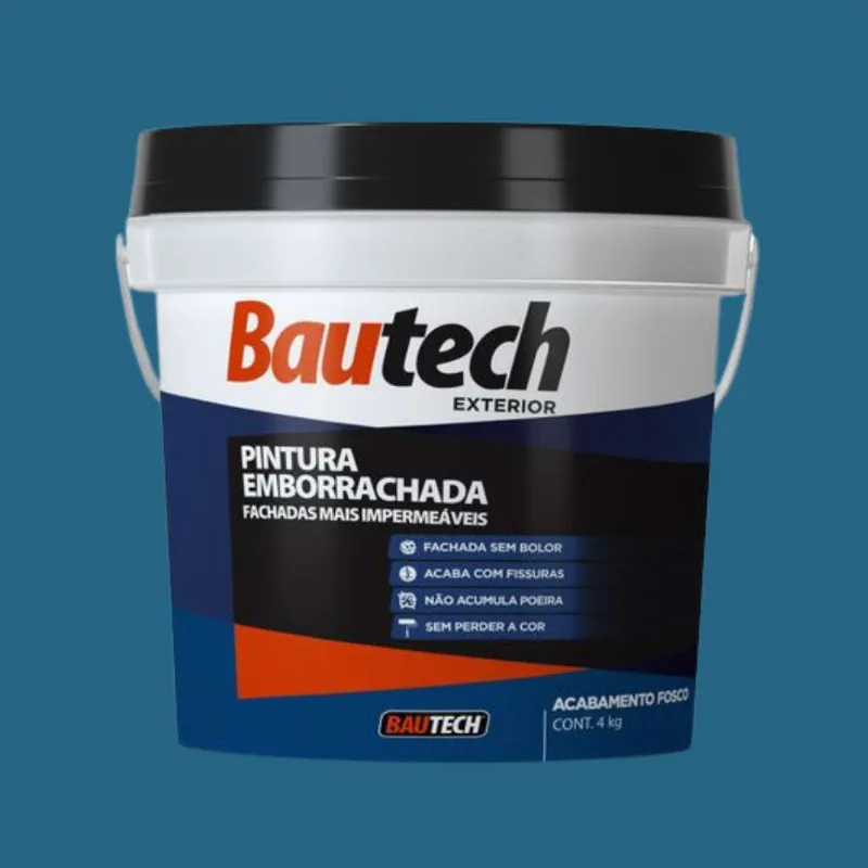 Tinta Premium Acrílica Fosco Emborrachada 4Kg Bautech Tinta Acrílica Fosco Emborrachada Azul 4Kg Bautech