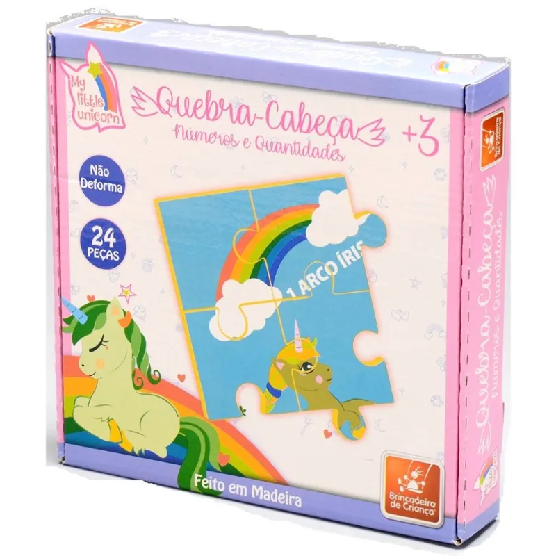 Jogo Educativo Quebra Cabeca Unicornio Numeros e Quantidades