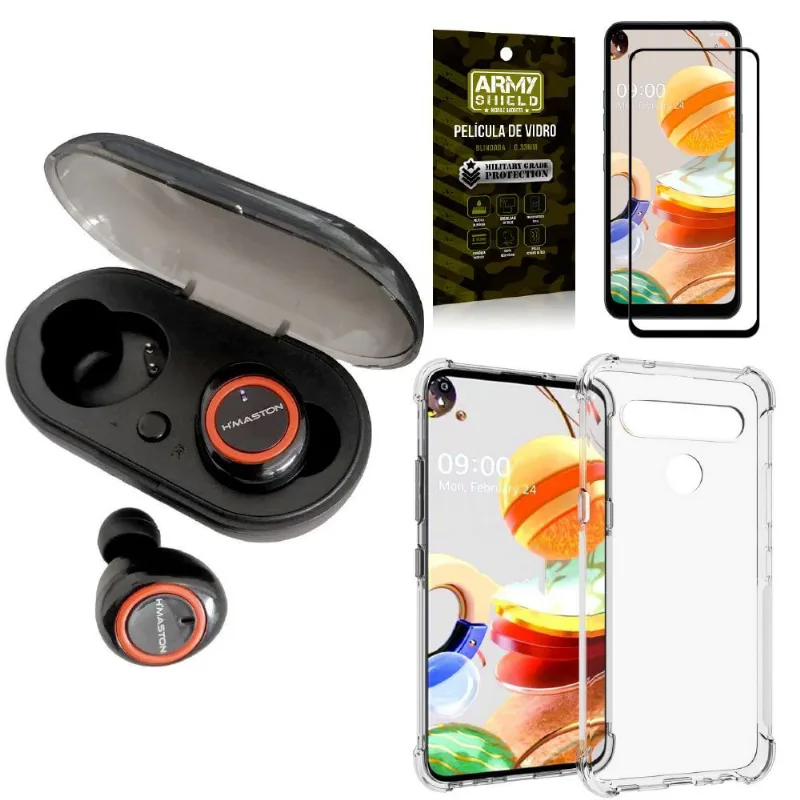 Capa LG K61 + Fone Bluetooth LY-101 + Película 3D