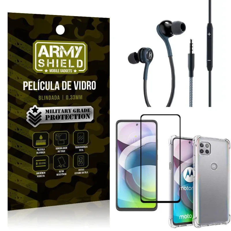 Kit Moto G 5G Fone Extreme + Capa Anti Impacto + Película 3D - Não Disponível - Celulares E Smartphones