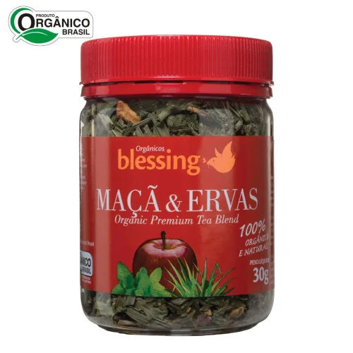 Cha Misnto Maça E Ervas Organico 30g - BLESSING - Mercearia