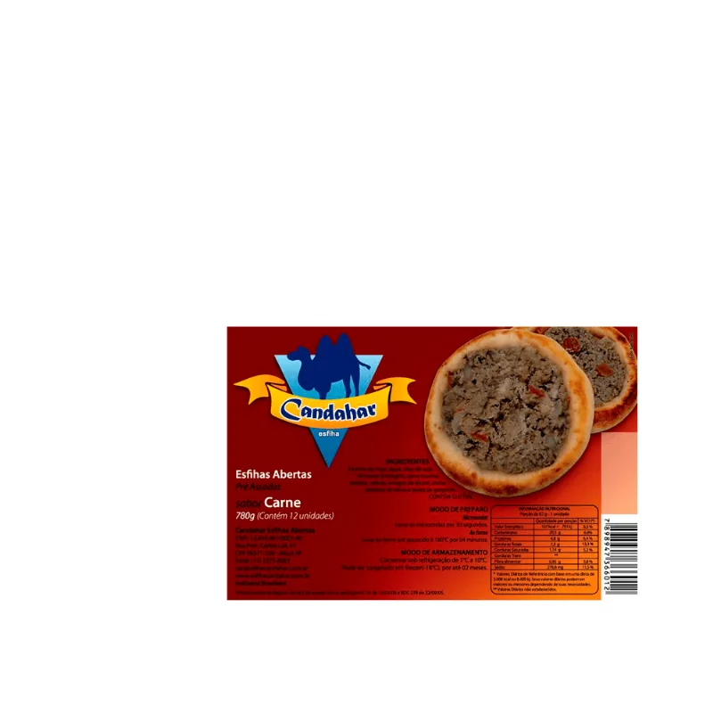 Esfihas Abertas Pré Assadas Sabor Carne Candahar