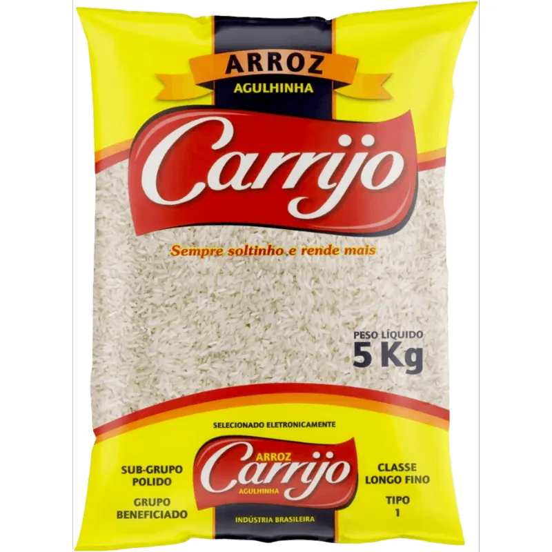 Arroz Agulhinha Tipo 1 Carrijo Pacote 5kg