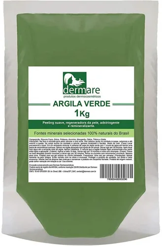 Argila Verde 1 Kg Dermare - DERMARE - Higiene E Beleza