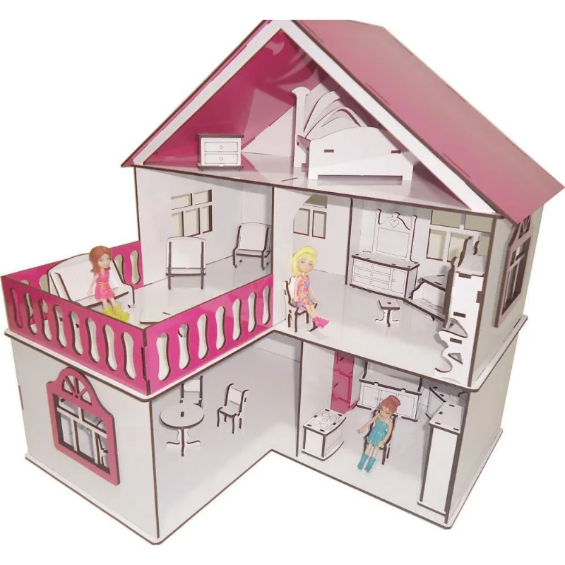 Kit Casinha Bonecas + 21 Móveis Polly July Sonhos - Darama