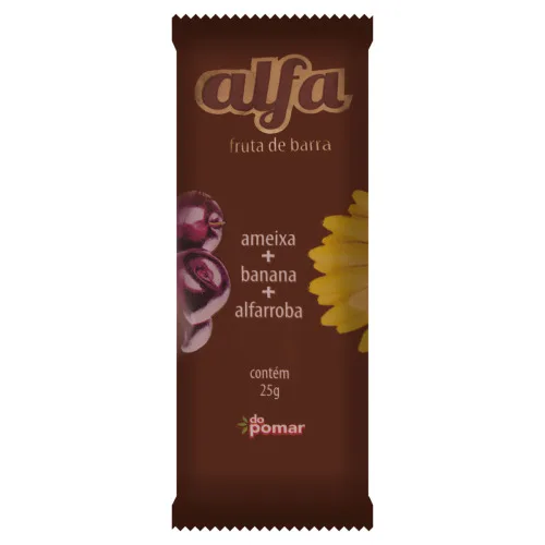 BARRA FRUTA AMEIXA BANANA ALFARROBA 25G . - ALFA