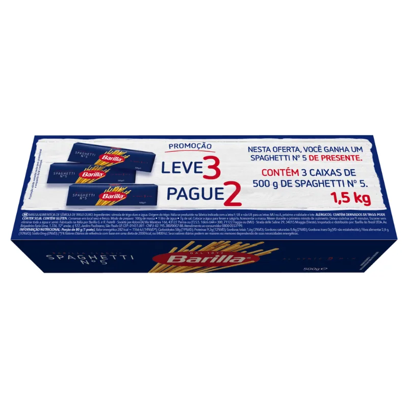 Macarrão Spaghetti Barilla N5 Leve 3 Pague 2 1,5kg