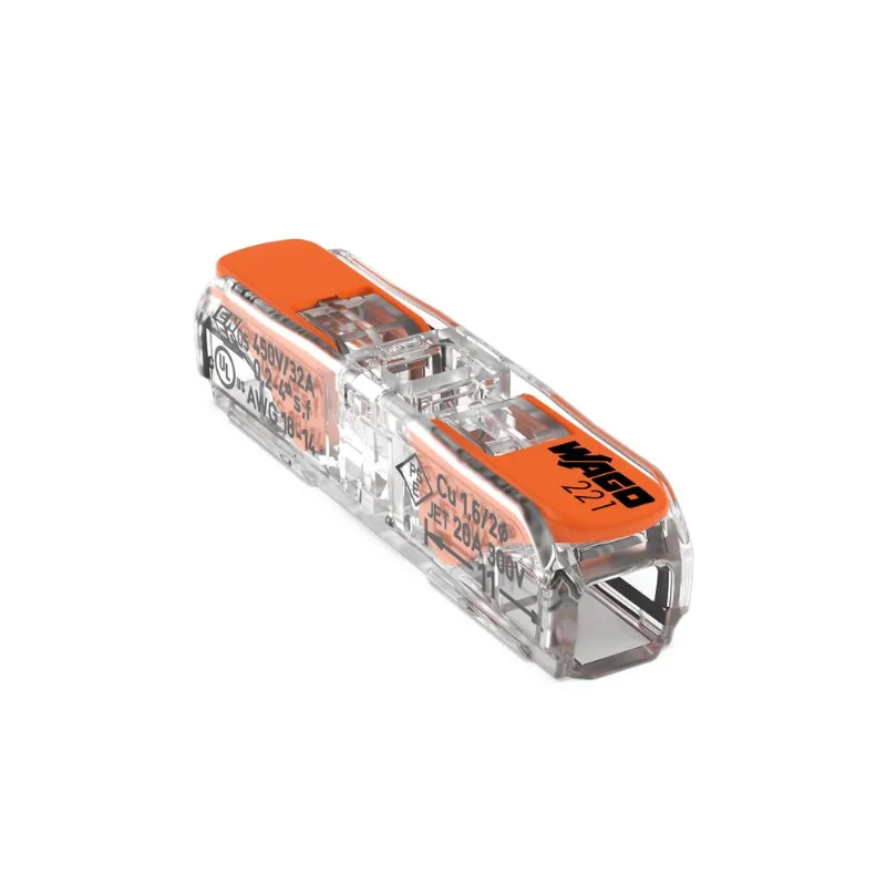 Conector Emenda 221-2411 Inline Com 2 Unidades Para Fios Ate 4Mm Wago