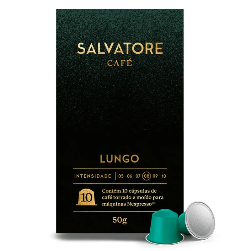 Café em Cápsula Baggio Salvatore Lungo 10 Unidades 50g Cápsulas De Café Lungo Salvatore, Compatível Com Nespresso, Contém 10 Cápsulas