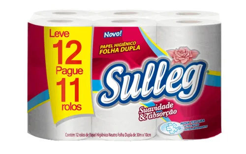 Papel Higiênico Folha Dupla Ultra Macio Neutro Sulleg 30m Pacote Leve 12 Pague 11 Unidades - SULLEG - Higiene E Beleza