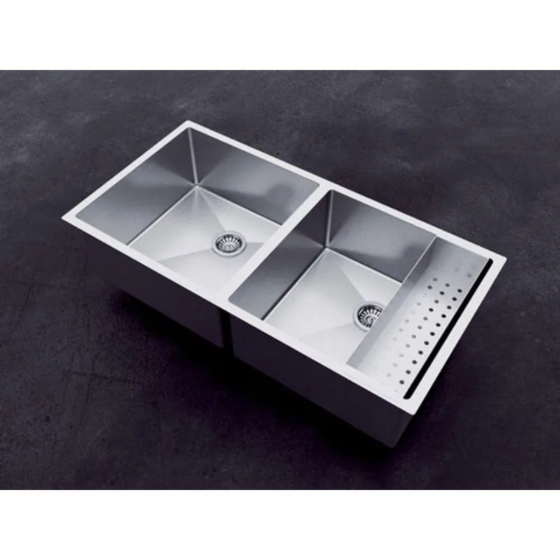 Cuba Dupla Inox Quadrada Com Escorredor 860 X 400 Qualidade