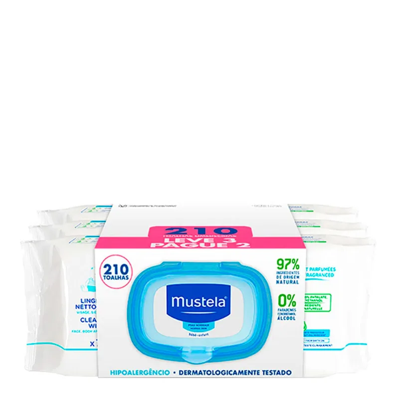 Kit Mustela Toalhas Umedecidas 70 Unidades 3 Pacotes