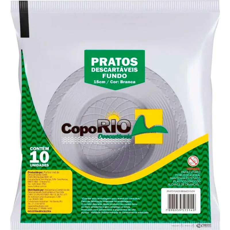 Prato Descartável Coporio 15cm Fundo Branco 10 un