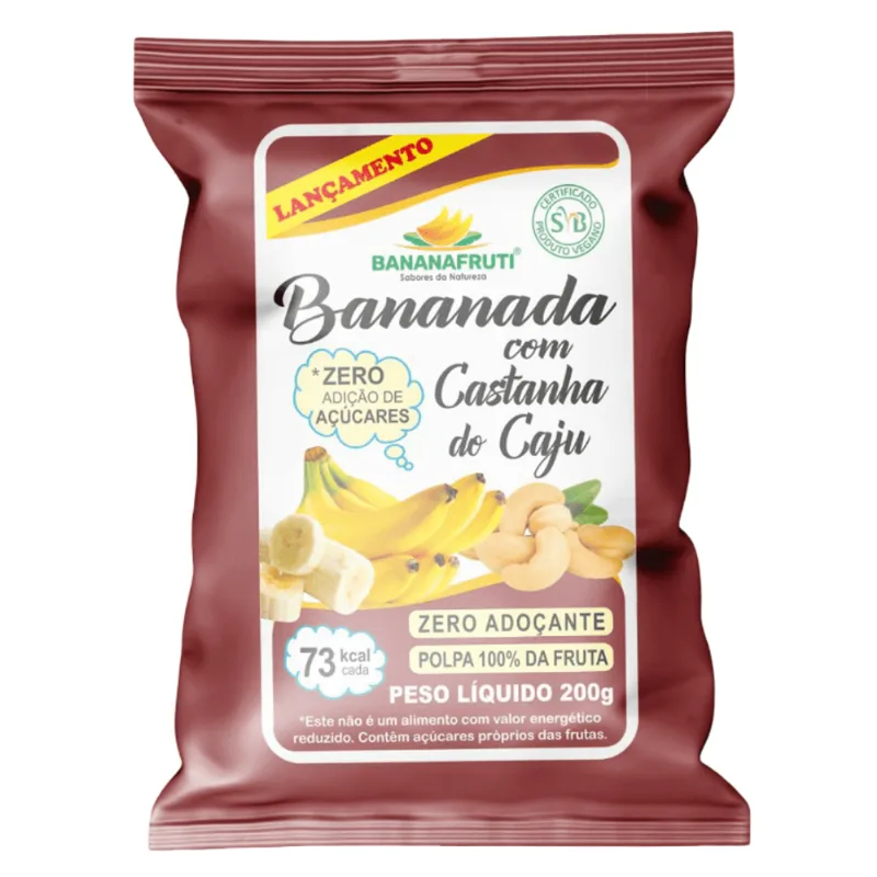 Bananada Bananafruti Zero Açúcar Castanha de Caju 200g